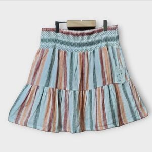 NWT Indigo Rein Pastel Striped Linen Blend Skirt ~sz XL
